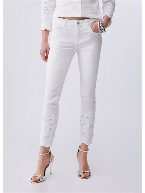 Pantaloni skinny con ricamo sangallo LIU JO | WA6260T367A/P9255